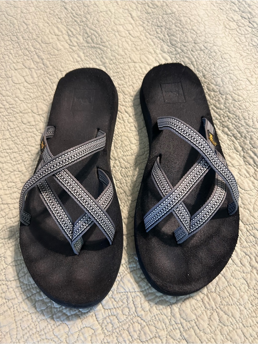 Teva Black Crisscross Strap Sandals with Gray Trim